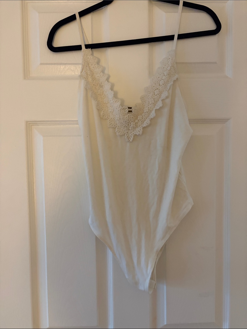 Free People Ivory Lace-Trim Bodysuit